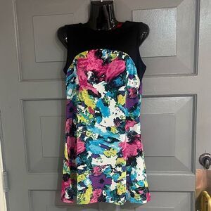 Vfish by Vera Fishbaugh 60s Style Babydoll Sleeveless Short Multicolor Dress Sz